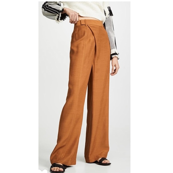 3.1 Phillip Lam Sateen Overlap Pants in Cream. - Picture 7 of 15